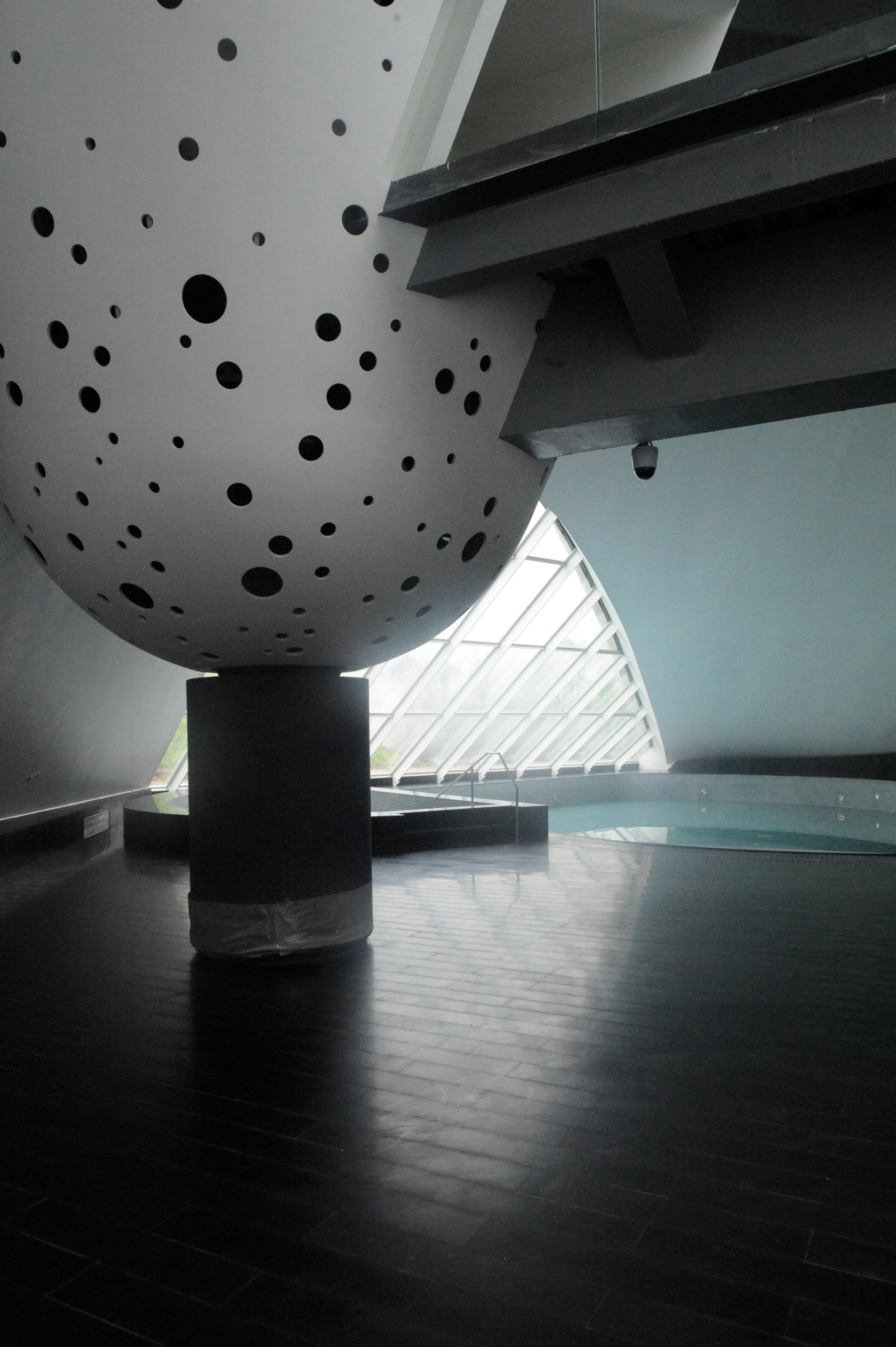 Indoor pool is a sensory delight.