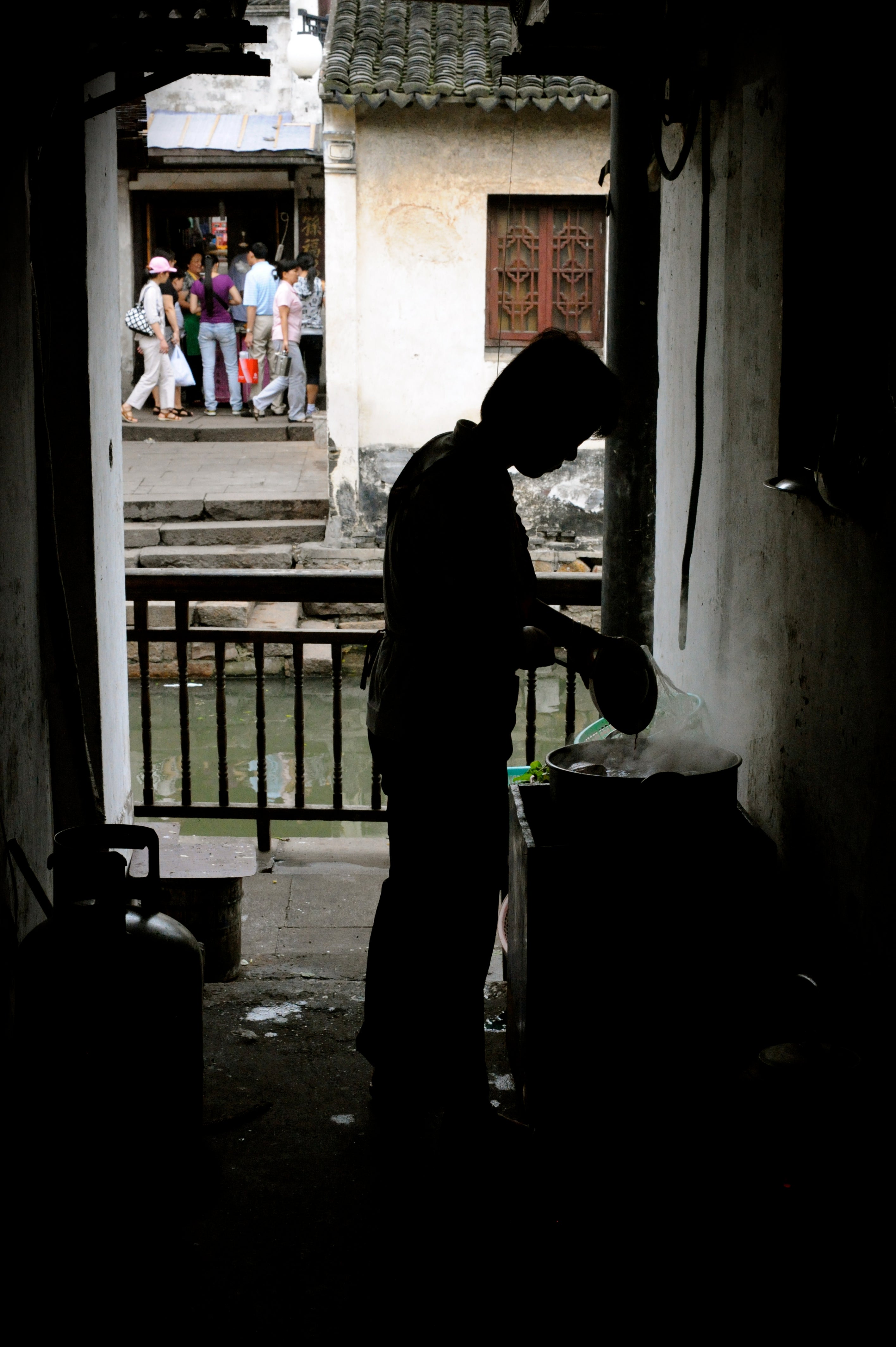 Much of the work takes place in alleys and courtyards.