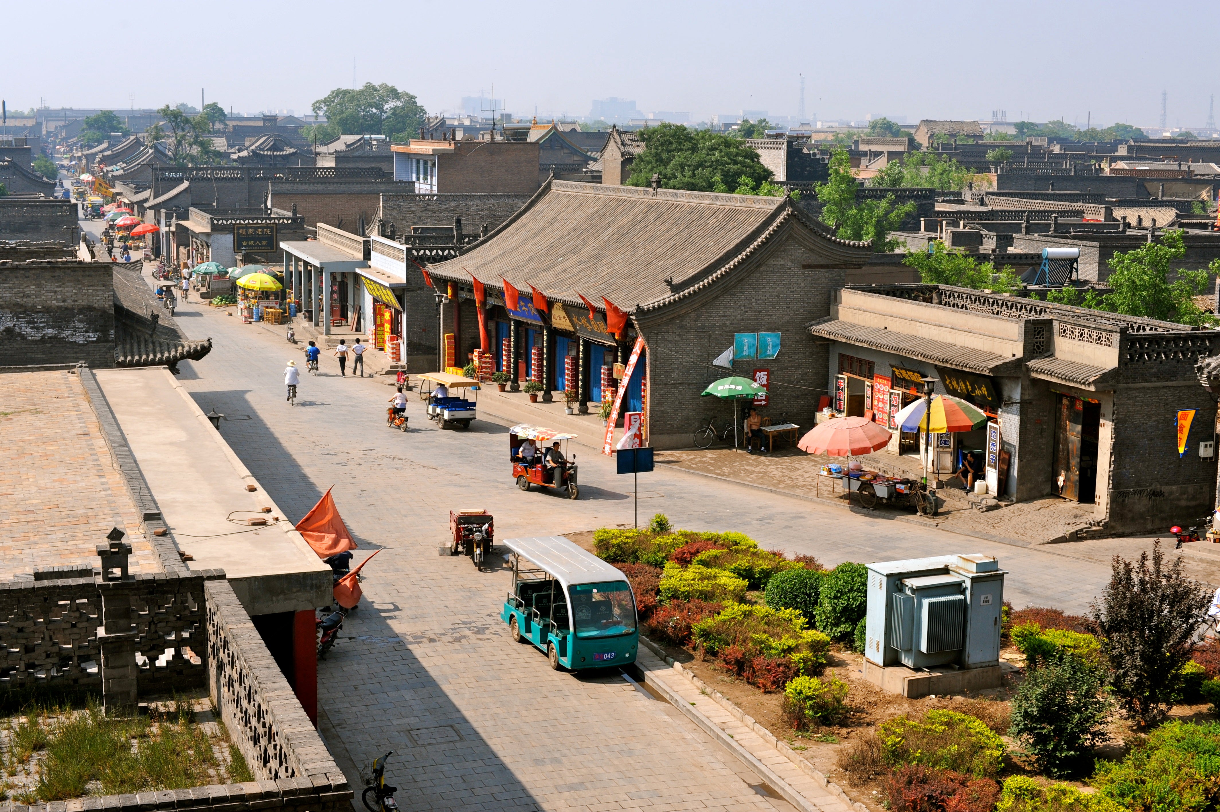 View from the top of the wall looking into the city.