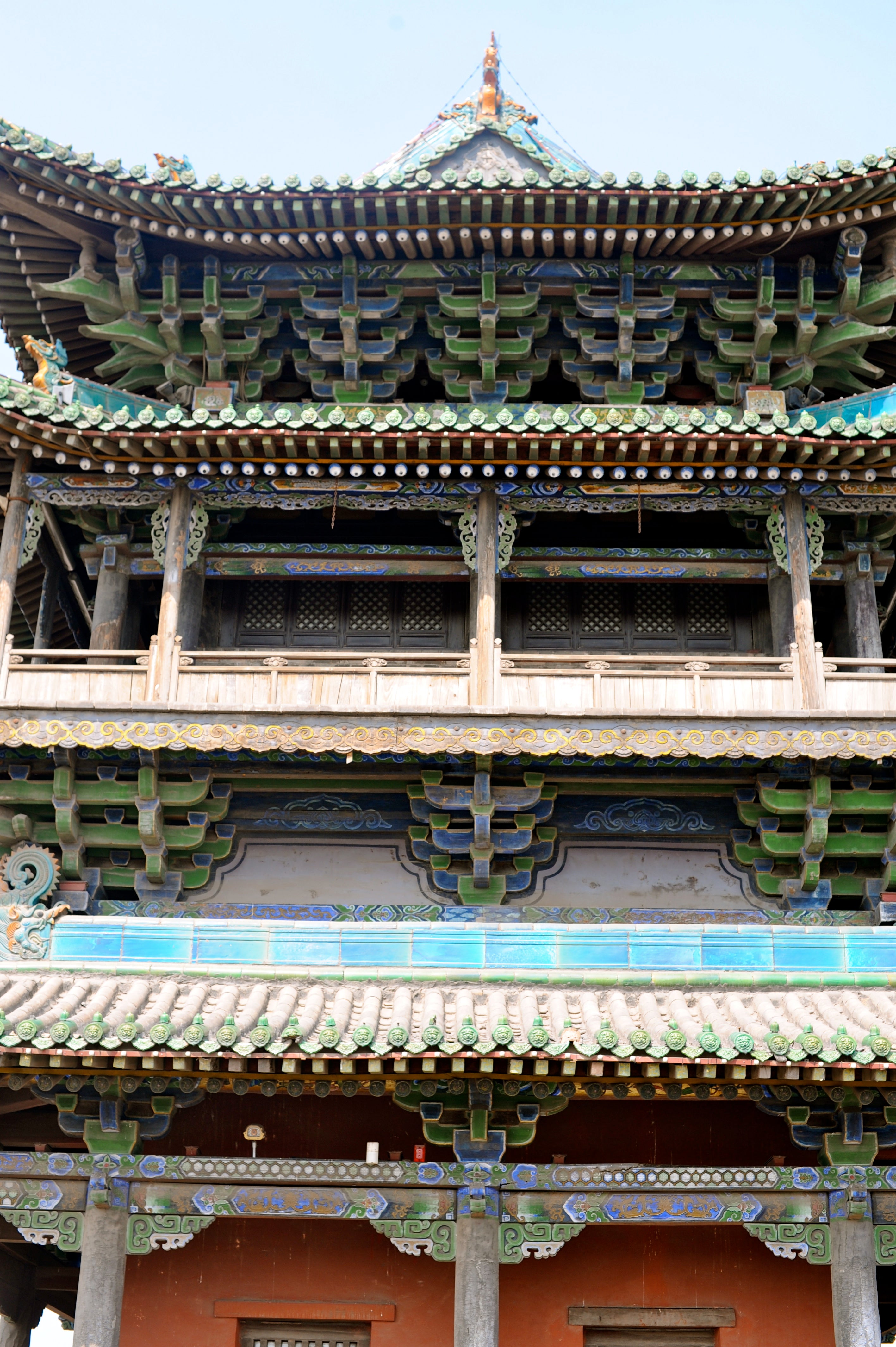 Wood framing and bracketing in towers is as impressive as in temples.