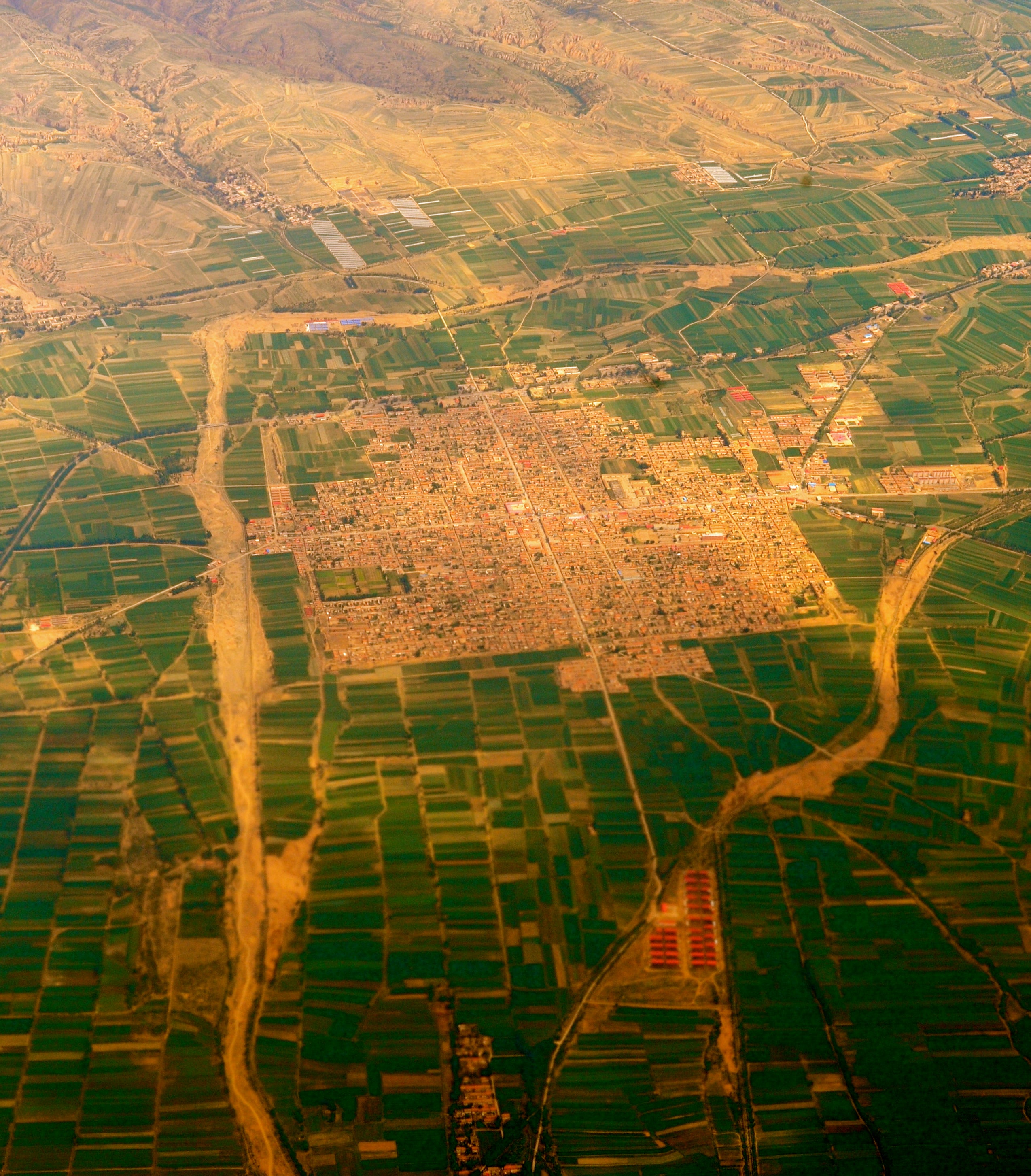 The countryside outside Datong is dotted with compact farming towns.