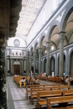 San Lorenzo in Florence, Italy by architects Antonio di Manetti, Michelangelo Buonarroti