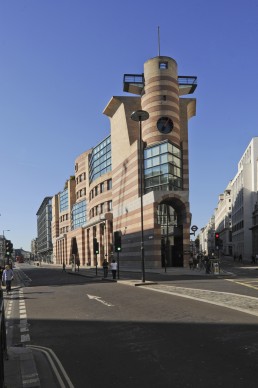 Number 1 Poultry in London, Britain by architects Michael Wilford, James Stirling