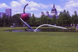 Spoobridge and Cherry in Walker Sculpture Garden in Minneapolis, Minnesota by architect Claes Oldenburg