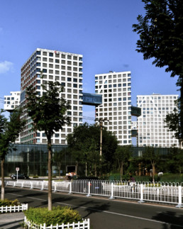 Exterior Blue Sky Sun Stephen Holl Linked Hybrid Beijing Housing